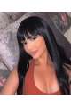 Natural Looking Black Long Straight  Elf Kiss Synthetic Lace Front Wigs With Bang