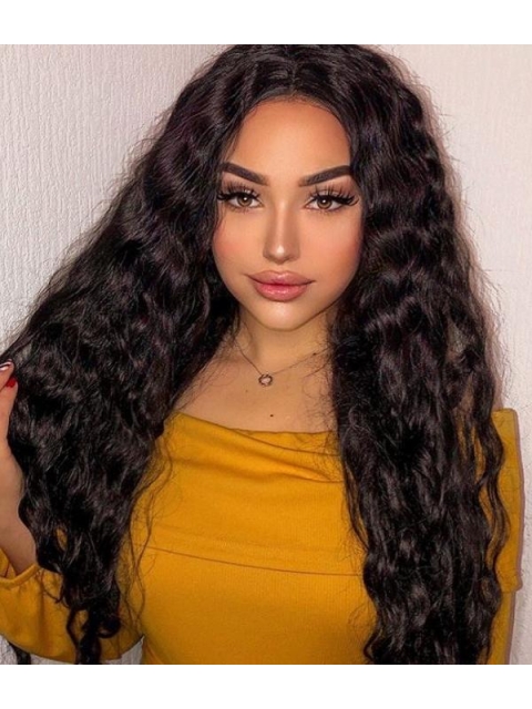 Natural Looking Long Curly  Mystical Synthetic Lace Front Wigs For African American Women