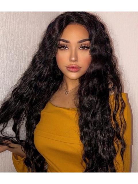 Natural Looking Long Curly  Mystical Synthetic Lace Front Wigs For African American Women