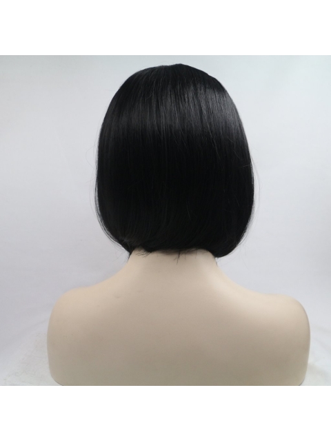 Natural Looking Short Straight  Dark Angel Bob Synthetic Lace Front Wigs For Women