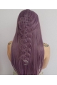 Cosplay Purple Long Straight Breeze Synthetic Lace Front Wigs For Women Without Bangs