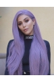 Cosplay Purple Long Straight Breeze Synthetic Lace Front Wigs For Women Without Bangs