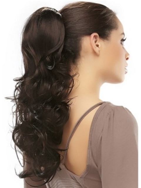 Suitable Brown Wavy Long Synthetic Clip in Hairpieces