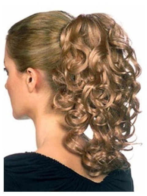 Fashionable Brown Curly Clip in Hairpieces