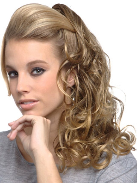 Stylish Blonde Curly Long Clip in Hairpieces