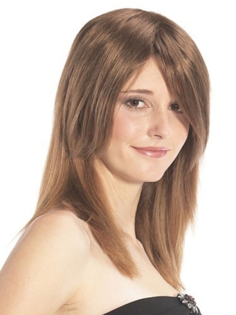 Refined Brown Straight Long Human Hair Hairpieces