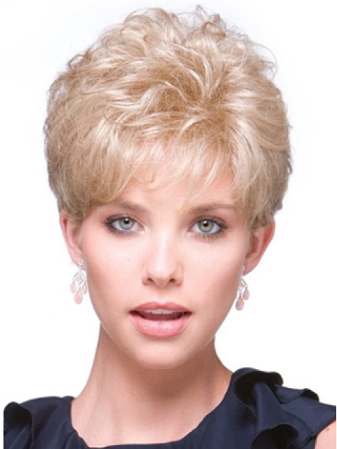 Durable Blonde Curly Short Hair Falls & Half