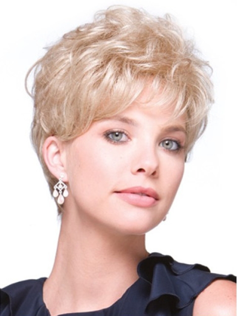 Durable Blonde Curly Short Hair Falls & Half