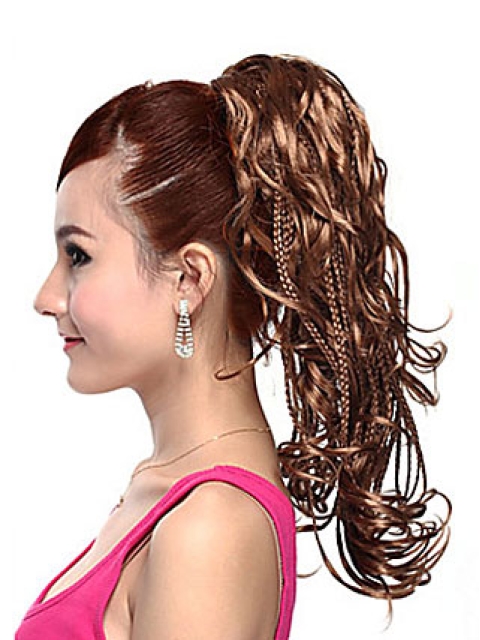 Ideal Brown Wavy Ponytails Hairpieces