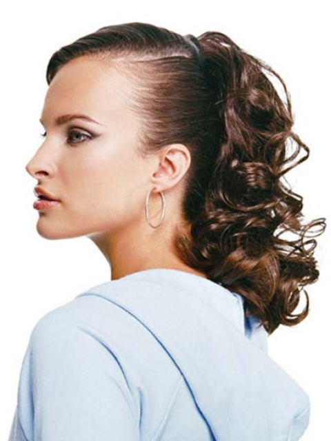 Flexibility Brown Curly Long Ponytails Hairpieces