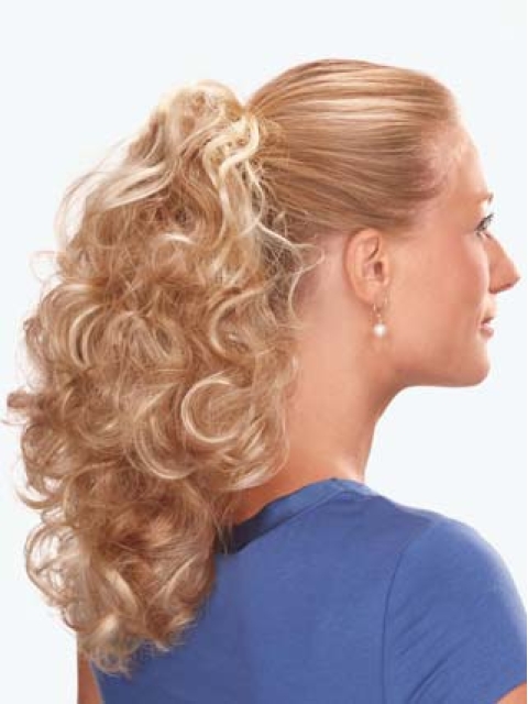 Fashionable Brown Curly Long Ponytails Hairpieces