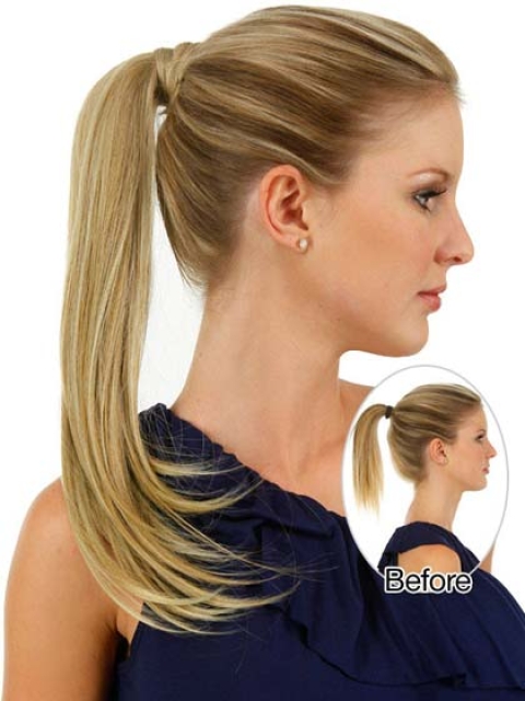 Comfortable Blonde Straight Long Ponytails Hairpieces