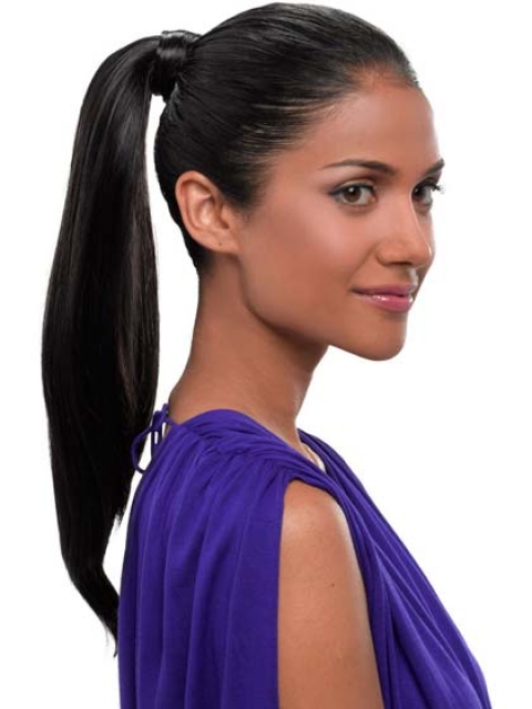 Synthetic Long Black No-fuss Ponytails