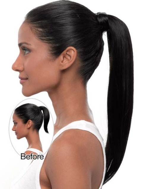 Synthetic Long Black No-fuss Ponytails