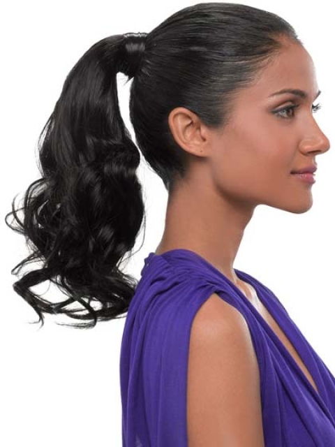 Synthetic Long Black No-fuss Ponytails