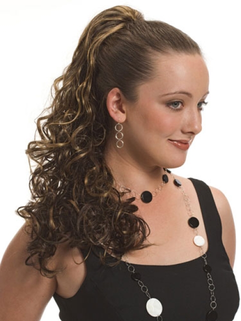 Fashion Brown Curly Long Ponytails Hairpieces