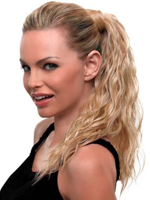 Durable Blonde Wavy Long Ponytails Hairpieces