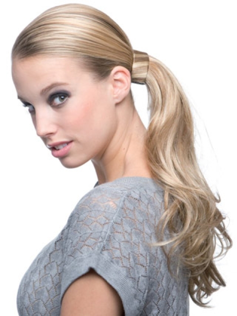 Synthetic Long Blonde Elegant Ponytails