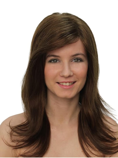 100% Hand-tied Brown 16" Long Straight  Without Bangs  Human Hair Women Wigs