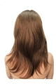 100% Hand-tied Brown 16" Long Straight  Without Bangs  Human Hair Women Wigs