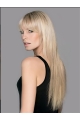 Perfect Long Straight Capless Blonde Platinum  With Bangs Synthetic Women Wigs