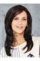 Black Long Straight Lace Front With Bangs Synthetic Women  Wig