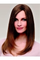 Long Straight 100% Hand-tied Brown Without Bangs Real  Human Hair Women Wigs