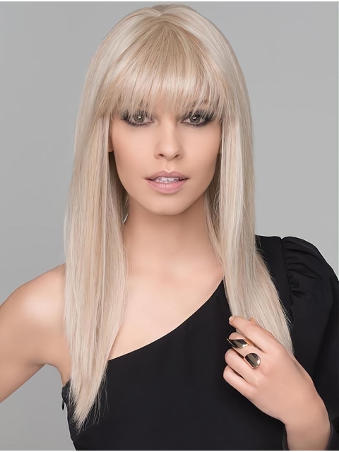  No-fuss Long Blonde Straight Monofilament Synthetic Women Wigs