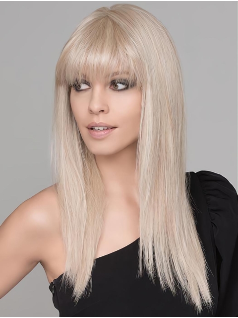  No-fuss Long Blonde Straight Monofilament Synthetic Women Wigs