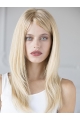  16" 100% Hand-tied Straight Long Human Hair Women Wigs