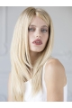  16" 100% Hand-tied Straight Long Human Hair Women Wigs