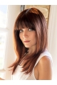 Long Straight Brown 16" Sleek Synthetic Women Wigs