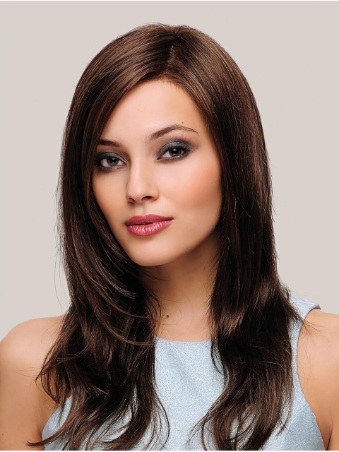 Capless Synthetic 18" Straight Monofilament Gorgeous Long Women Wigs