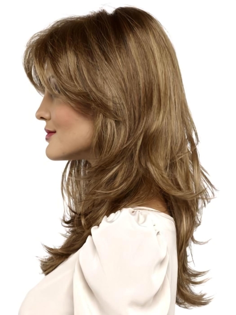 Classic Brown 16" Straight Long Synthetic Lace Front Women Wigs