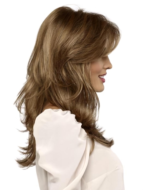 Classic Brown 16" Straight Long Synthetic Lace Front Women Wigs