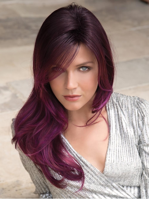 20'' Long Straight Capless Purple Layered Synthetic Women Wigs