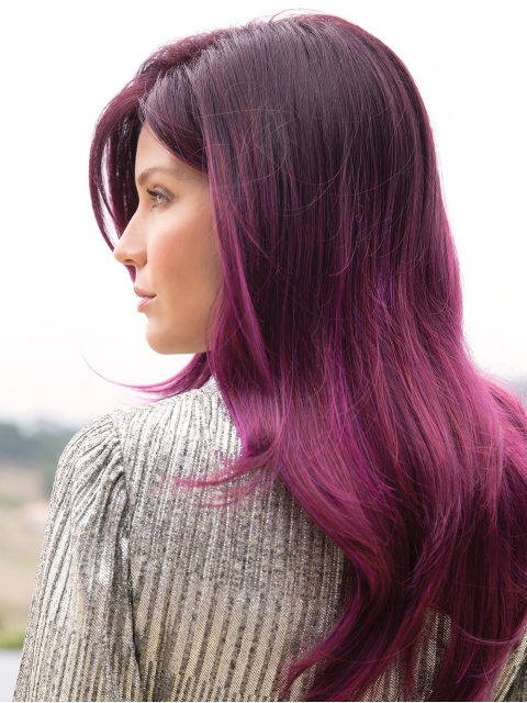 20'' Long Straight Capless Purple Layered Synthetic Women Wigs