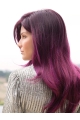 20'' Long Straight Capless Purple Layered Synthetic Women Wigs