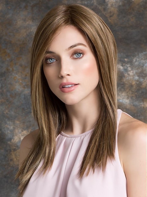  Straight Layered Brown 100% Hand-tied Long Human Hair Wigs