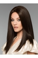 16'' Long Straight Monofilament Black Human hair Wigs For Women 