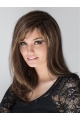 Perfect Brown 16" Long Straight Layered Synthetic Women Wigs