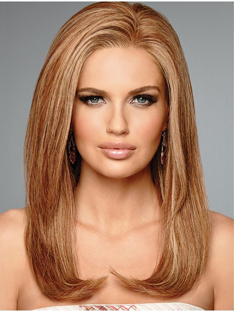 16'' Long 100% Hand-tied Straight Lace Front Human Hair Wigs For Women