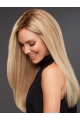 18'' Long Straight Platinum Blonde Without Bangs Human Hair Hand Tied  Women Wigs