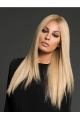 18'' Long Straight Blonde hand-tied Lace Front Layered Human Hair Wigs For Women