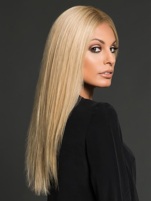 18'' Long Straight Blonde hand-tied Lace Front Layered Human Hair Wigs For Women