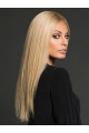 18'' Long Straight Blonde hand-tied Lace Front Layered Human Hair Wigs For Women