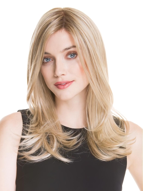 Long Blonde 16" Straight  100% Hand-tied Remy Human Hair Women Wigs