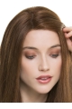 Long Brown 16" Straight Lace Front Layered Human Hair Women Wigs