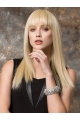  16" Long Blonde Straight Capless With Bangs Synthetic Women Wigs