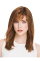 Brown 16" Long Straight Mono Top Synthetic Women Lace Wigs 